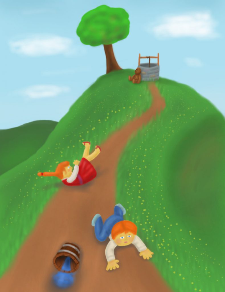 Picture of Jack & Jill falling down a hill