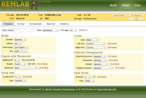 Screenshot of REMLAB Web Mech Designer 3.0
