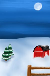 Snowy Barn iPhone drawing