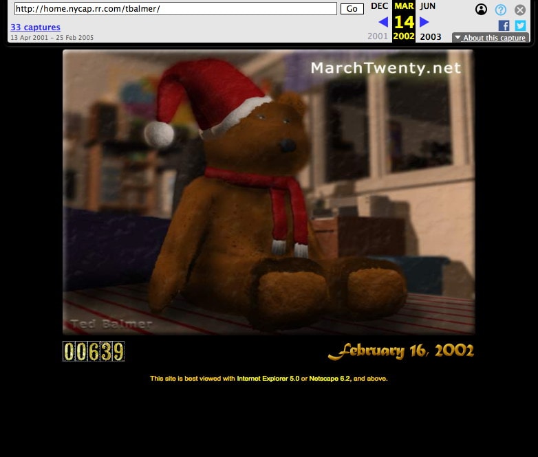 Screenshot of my website from 2002