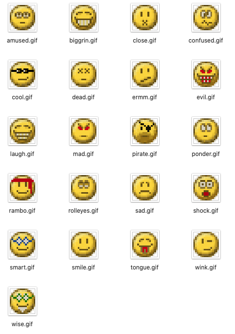 Grid of emoticons