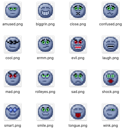 Grid of emoticons