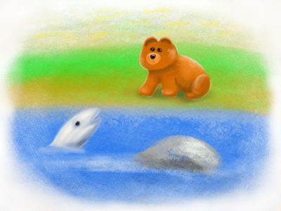 Bear talking to a fish