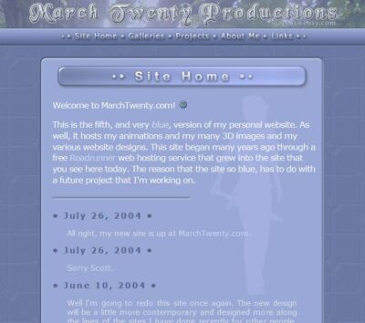 Screenshot of the second version of marchtwenty.com