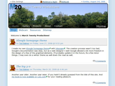 Screenshot of the fourth version of marchtwenty.com