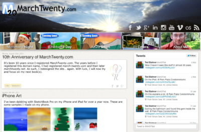 Screenshot of the ninth version of marchtwenty.com