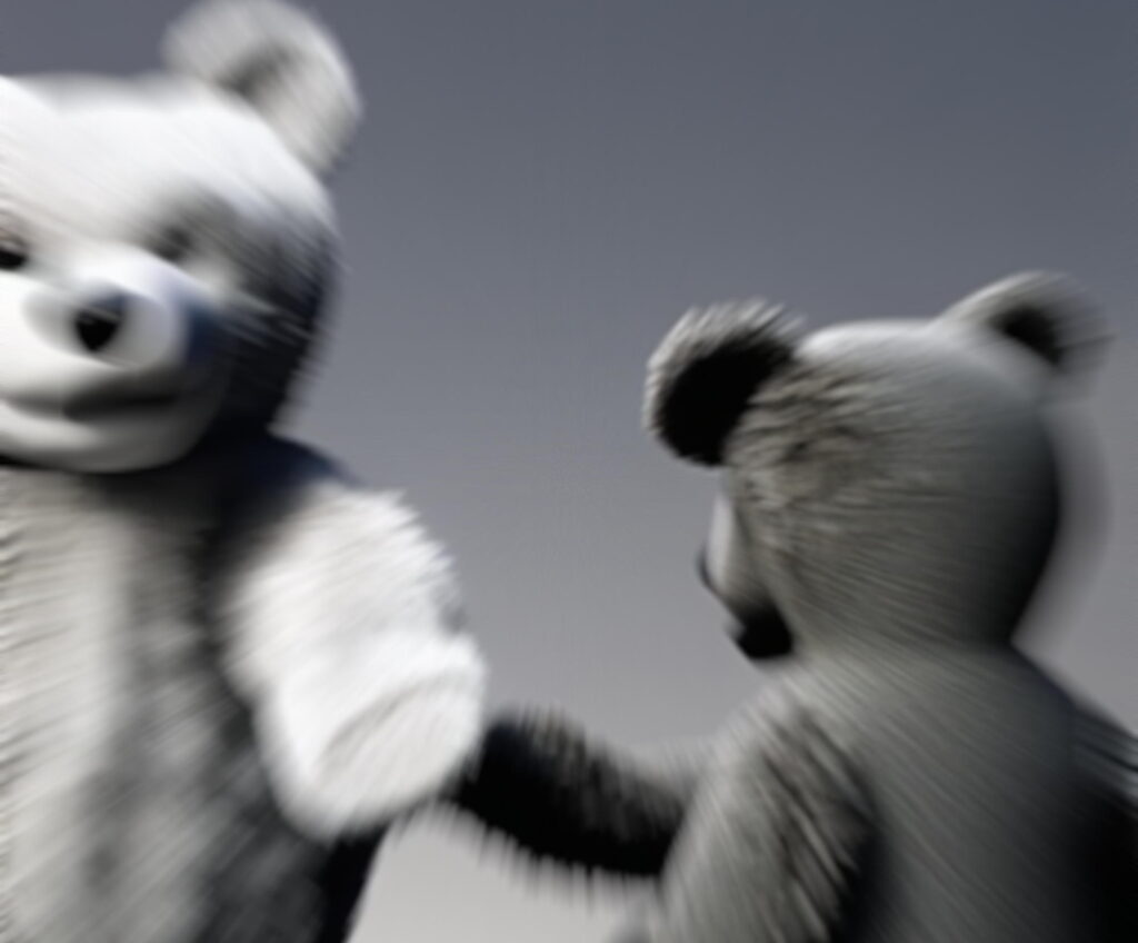 An AI-generated image of two bears