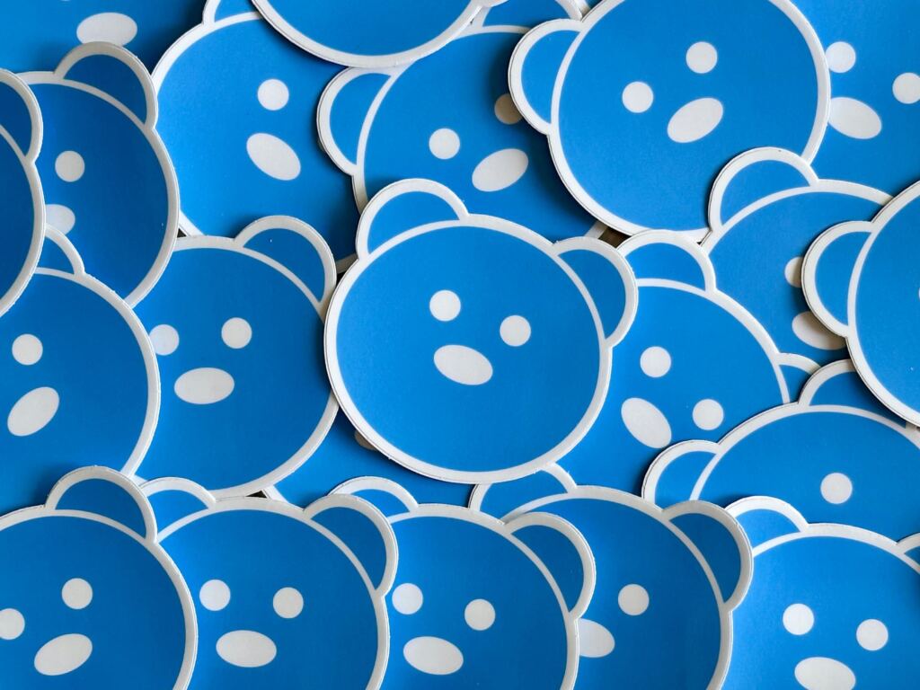 A pile of the m20 bear stickers